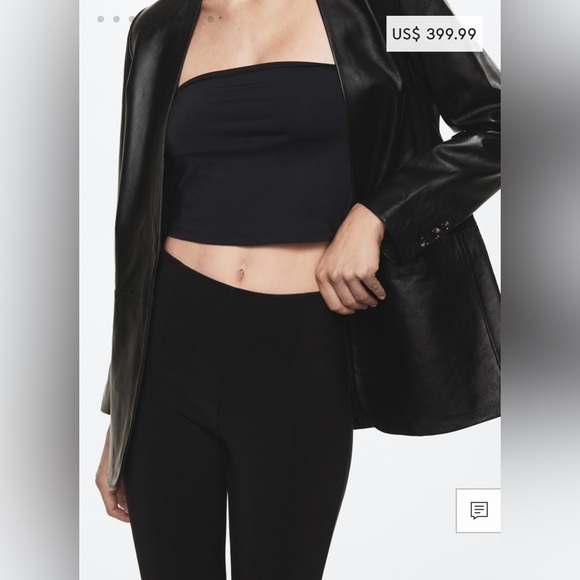 Mango 100% LEATHER BLAZER | size SMALL | | BLACK MINIMALIST OVERSIZED - Picture 6 of 16